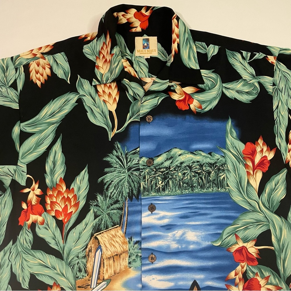 Maui Maui Hawaiian Islands Casual Button Up Size Large